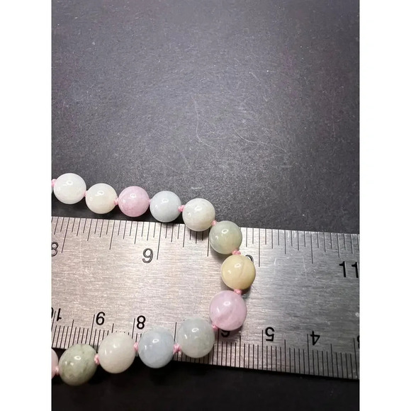 Multi beryl aquamarine morganite knotted necklace with sterling  clasp - Picture 11 of 11